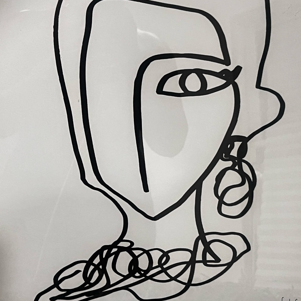 Abstract Black and White Line Art Original Print/ Artist Signed (pic only)